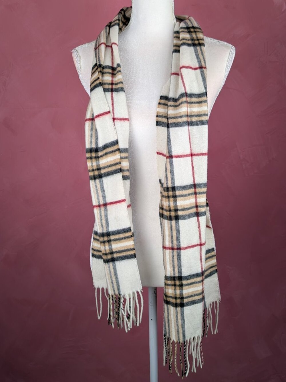 Cream plaid scarf